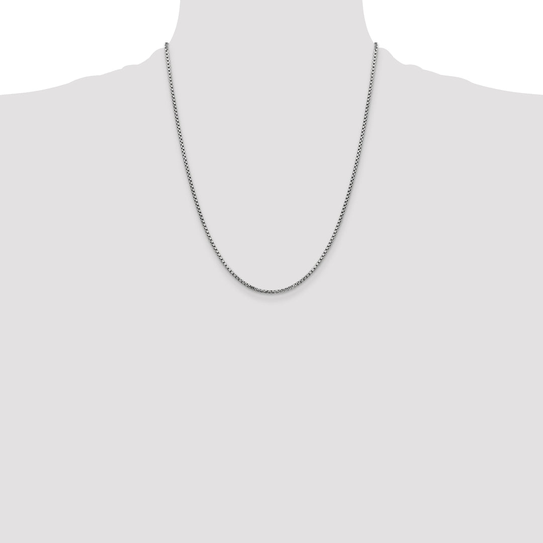 14k White Gold 1.75mm Semi-Solid Round Box Chain