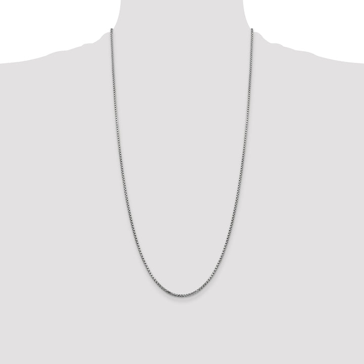 14k White Gold 1.75mm Semi-Solid Round Box Chain
