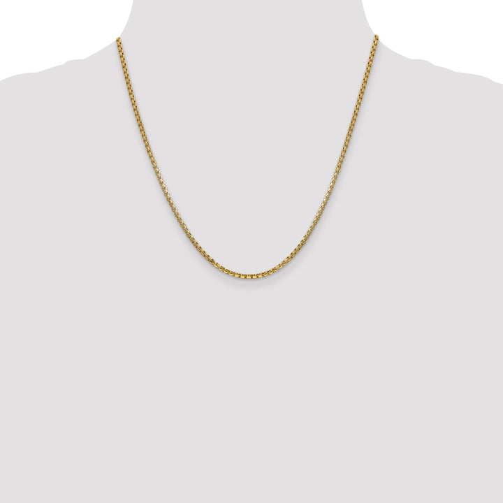 14k 2.45mm Semi-Solid Round Box Chain