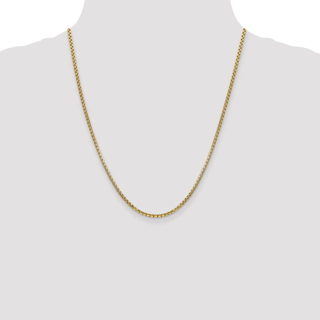 14k 2.45mm Semi-Solid Round Box Chain