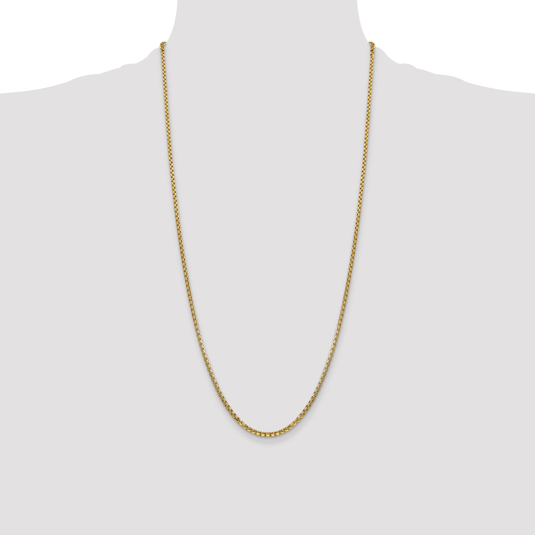 14k 2.45mm Semi-Solid Round Box Chain