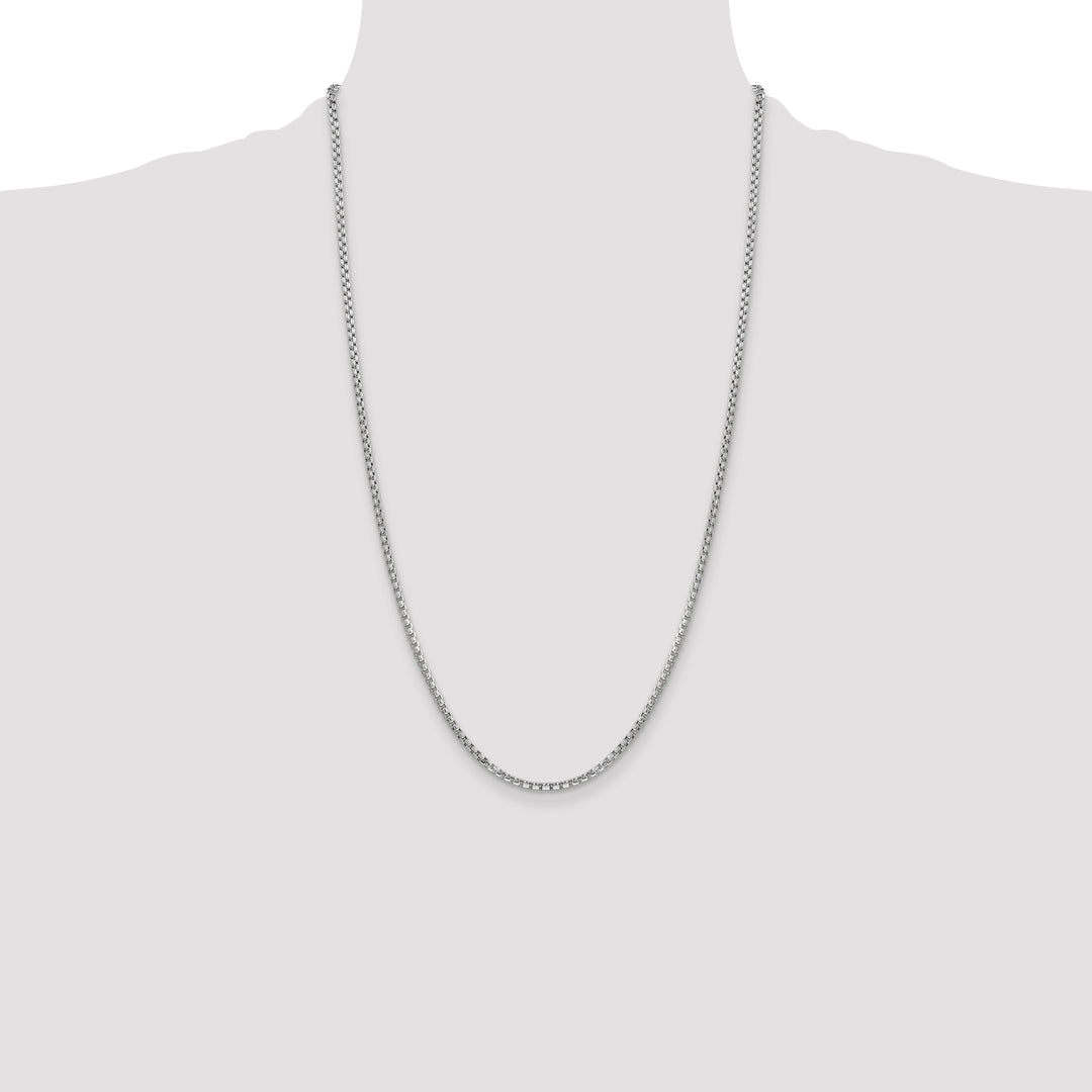 14k White Gold 2.45mm Semi-Solid Round Box Chain