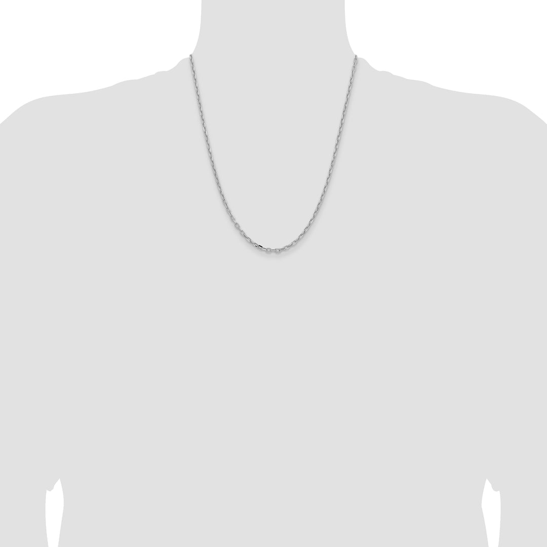 14k White Gold 3mm Semi-solid D/C Open Link Cable Chain