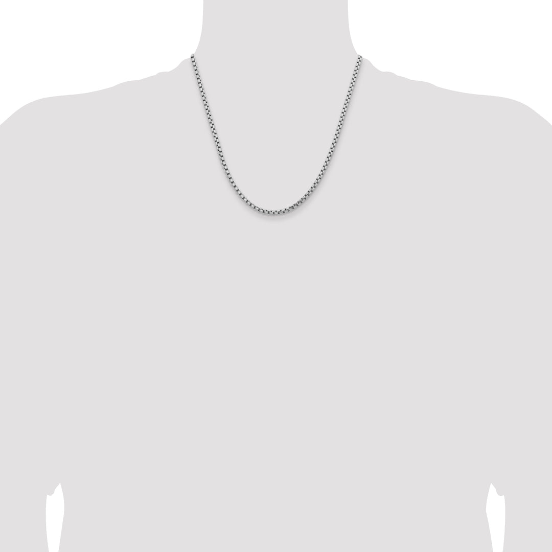 14k White Gold 3.6mm Semi-Solid Round Box Chain