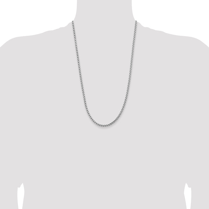 14k White Gold 3.6mm Semi-Solid Round Box Chain