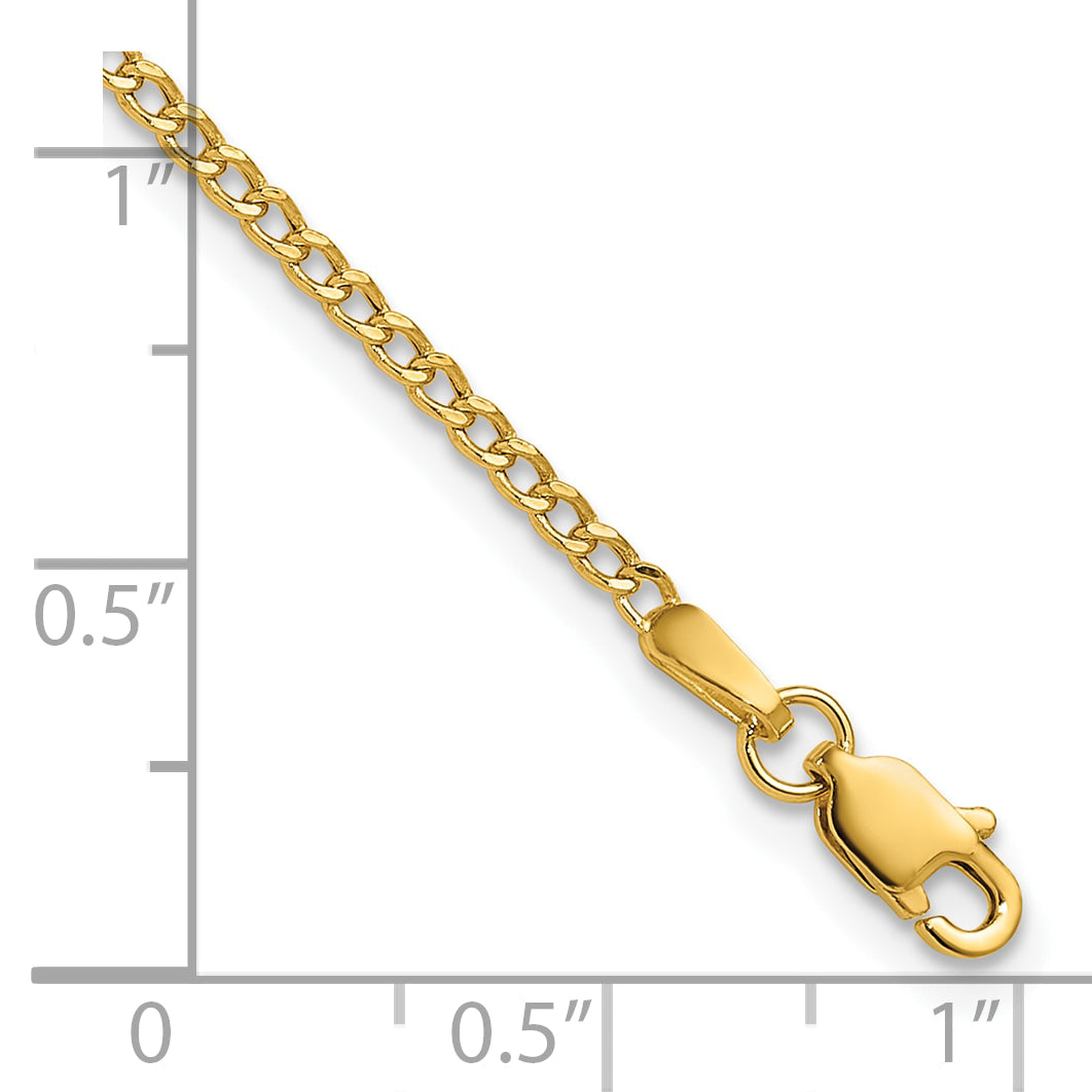 14k 1.85mm Semi-Solid Curb Chain Anklet