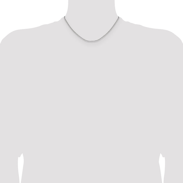 14k White Gold 2.2mm Semi-Solid Beveled Paperclip Chain
