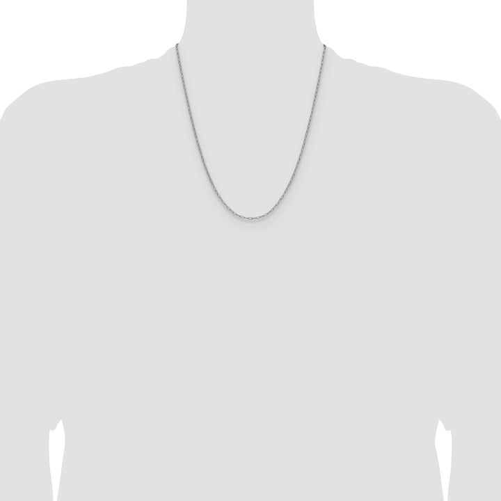 14k White Gold 2.2mm Semi-Solid Beveled Paperclip Chain