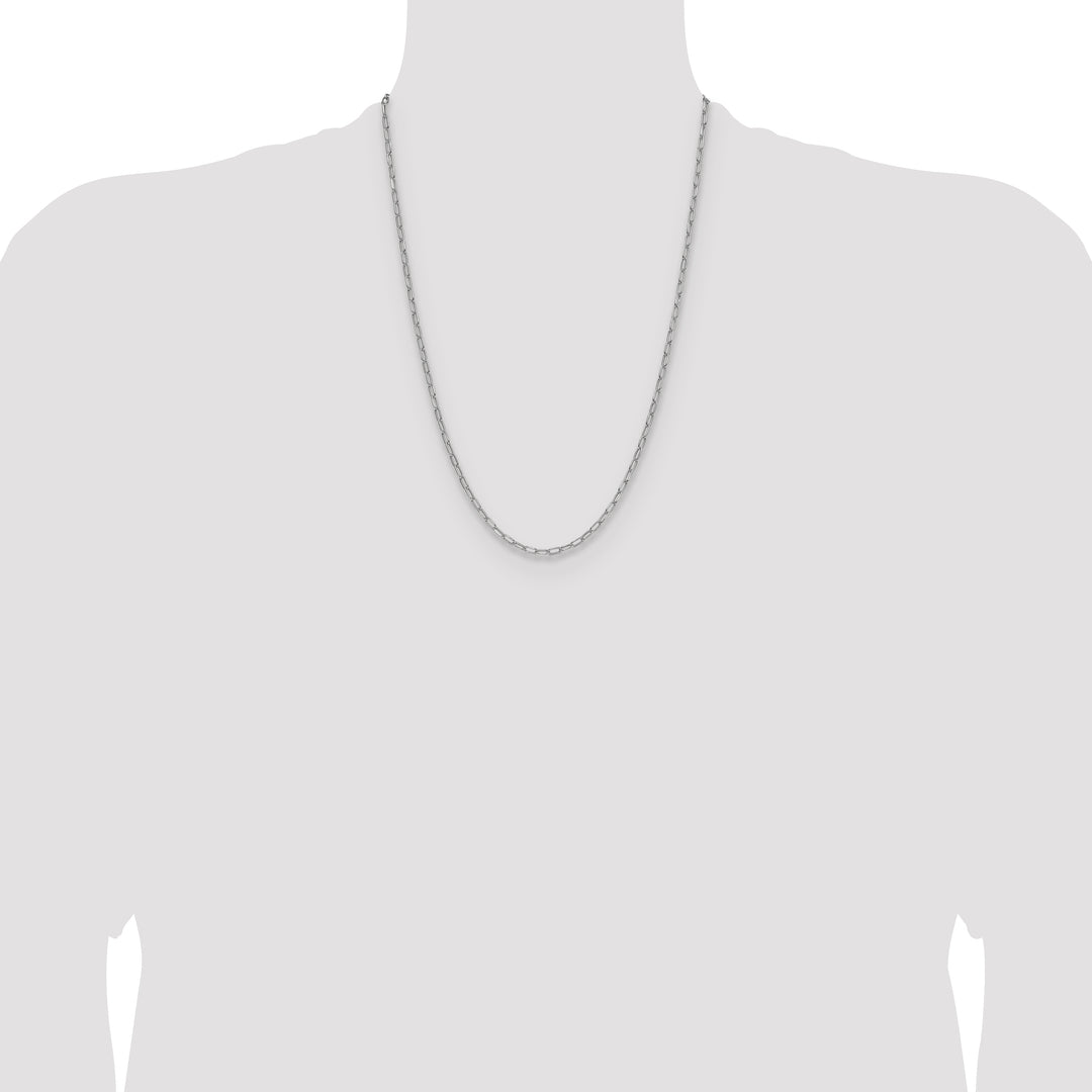 14k White Gold 3.0mm Semi-Solid Beveled Paperclip Chain