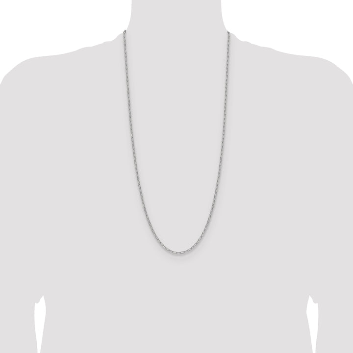 14k White Gold 3.0mm Semi-Solid Beveled Paperclip Chain