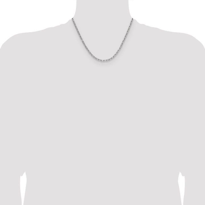14k White Gold 3.7mm Semi-Solid Beveled Paperclip Chain