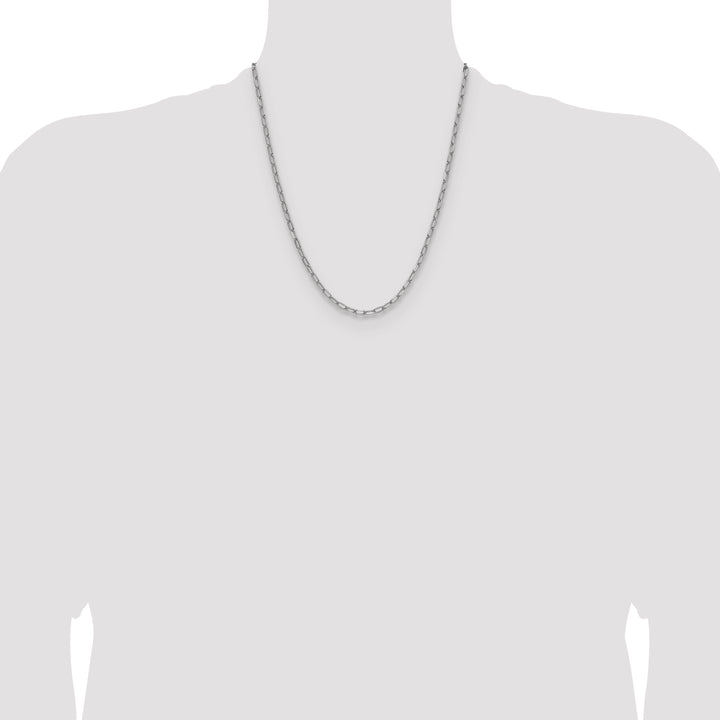 14k White Gold 3.7mm Semi-Solid Beveled Paperclip Chain