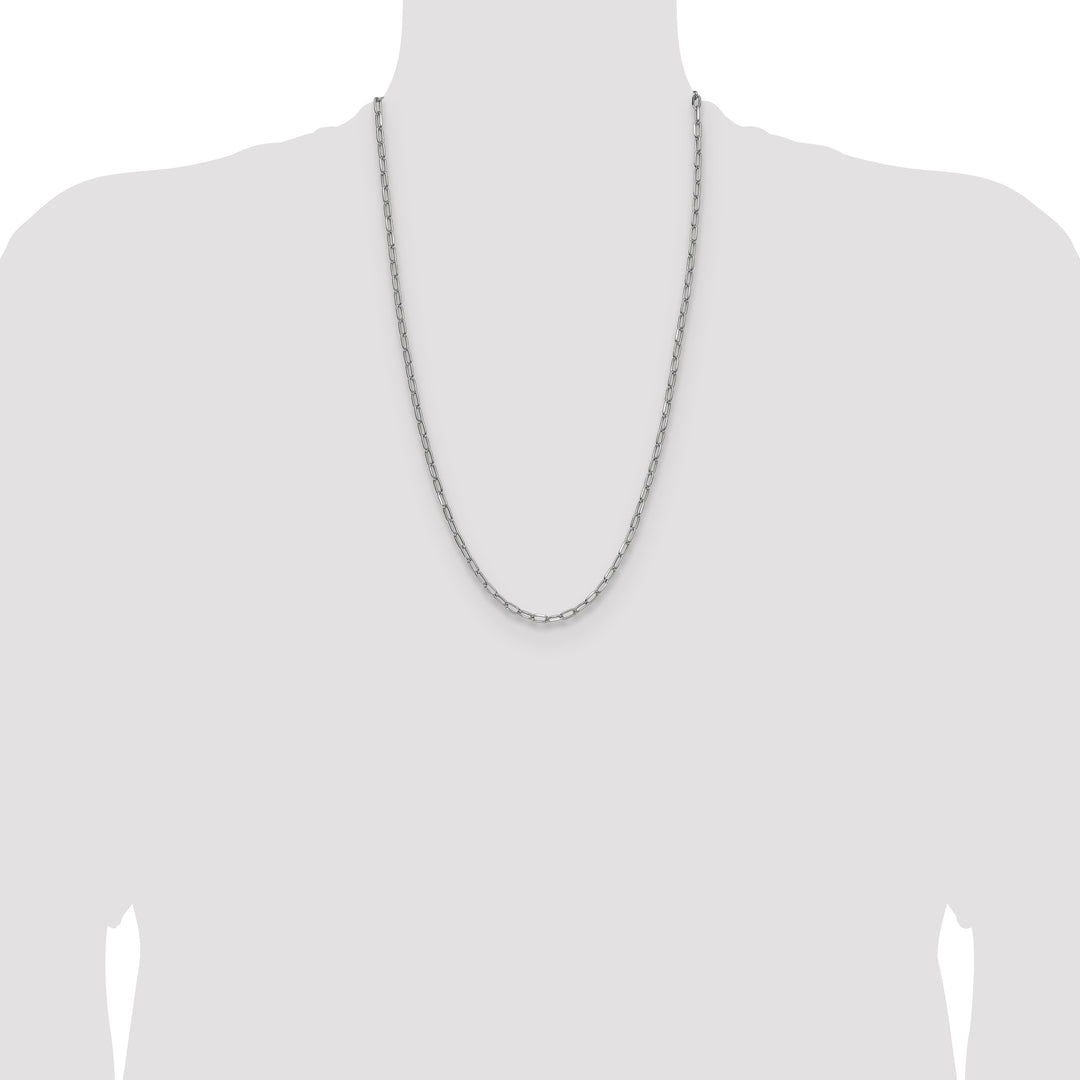 14k White Gold 3.7mm Semi-Solid Beveled Paperclip Chain