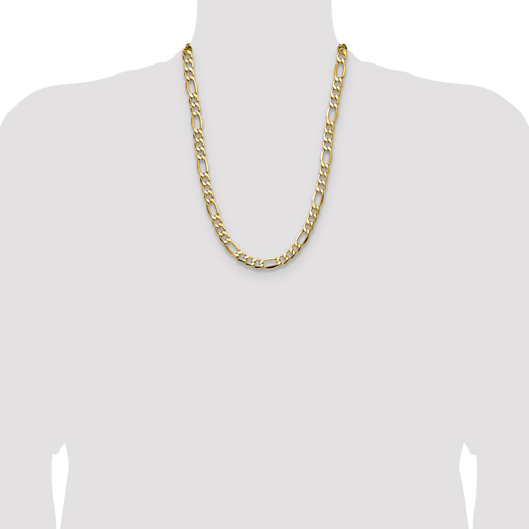 14k 9.4mm Semi-Solid Figaro Chain
