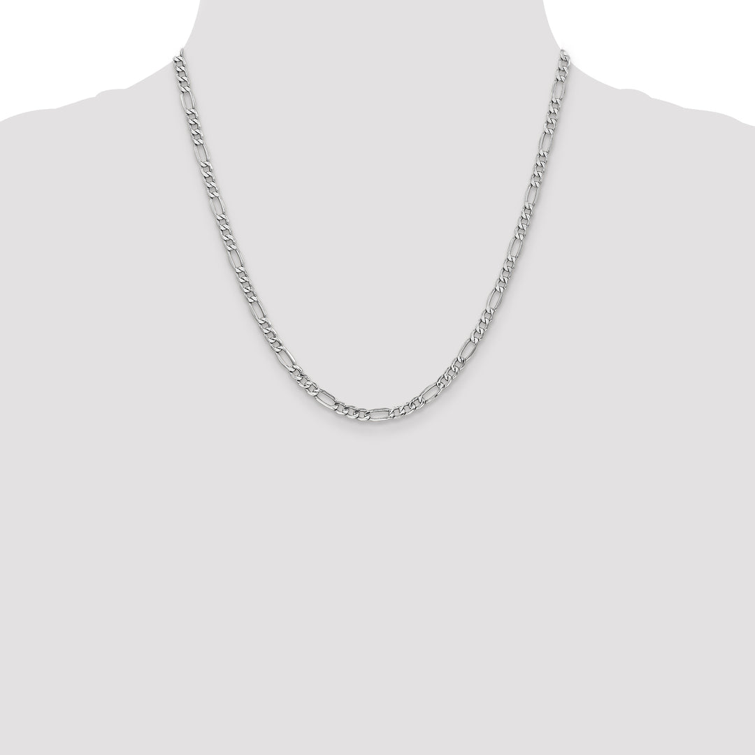 14k White Gold 4.4mm Semi-Solid Figaro Chain