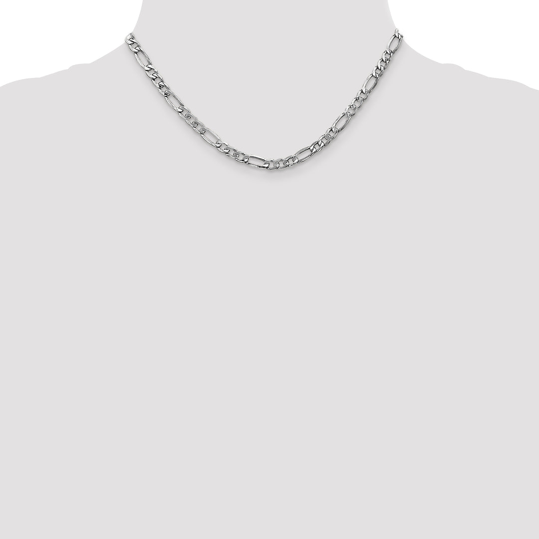 14k White Gold 5.75mm Semi-Solid Figaro Chain