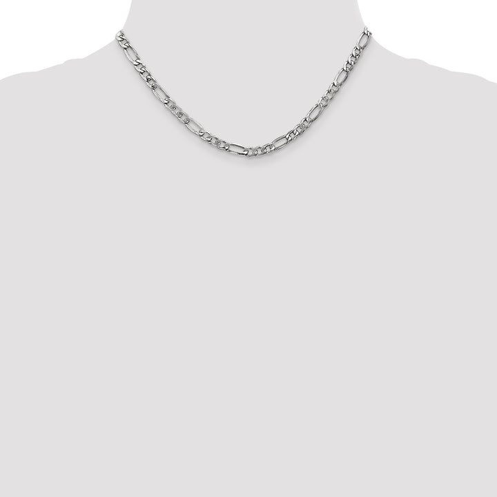 14k White Gold 5.75mm Semi-Solid Figaro Chain