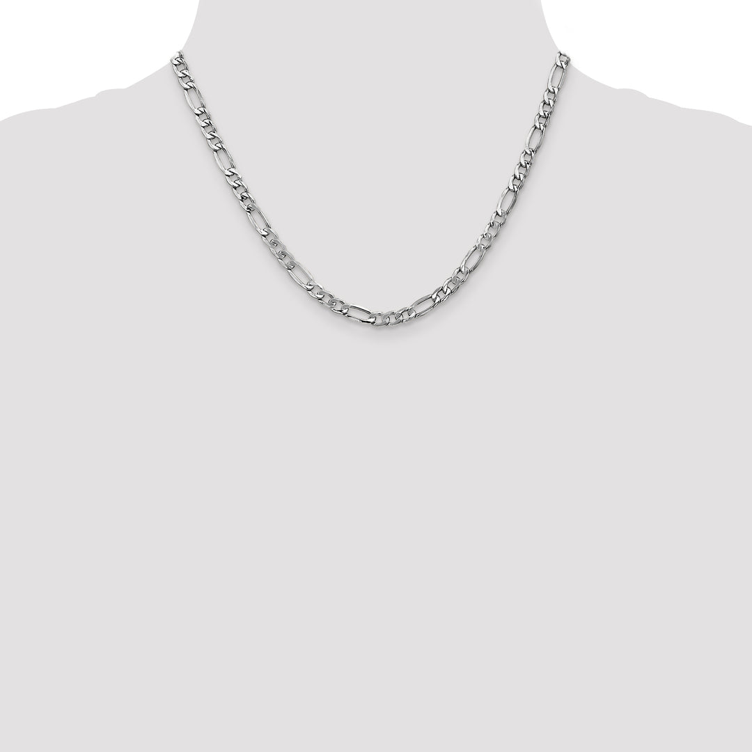 14k White Gold 5.75mm Semi-Solid Figaro Chain