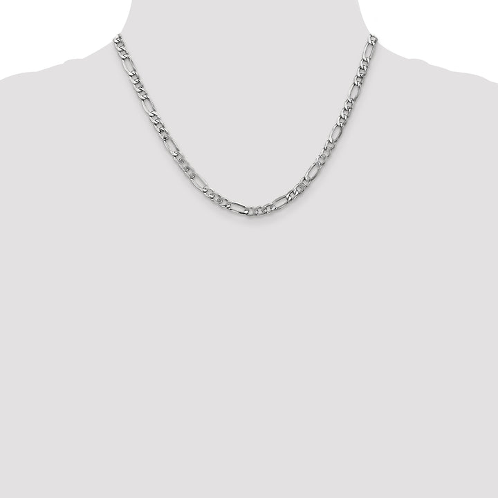 14k White Gold 5.75mm Semi-Solid Figaro Chain