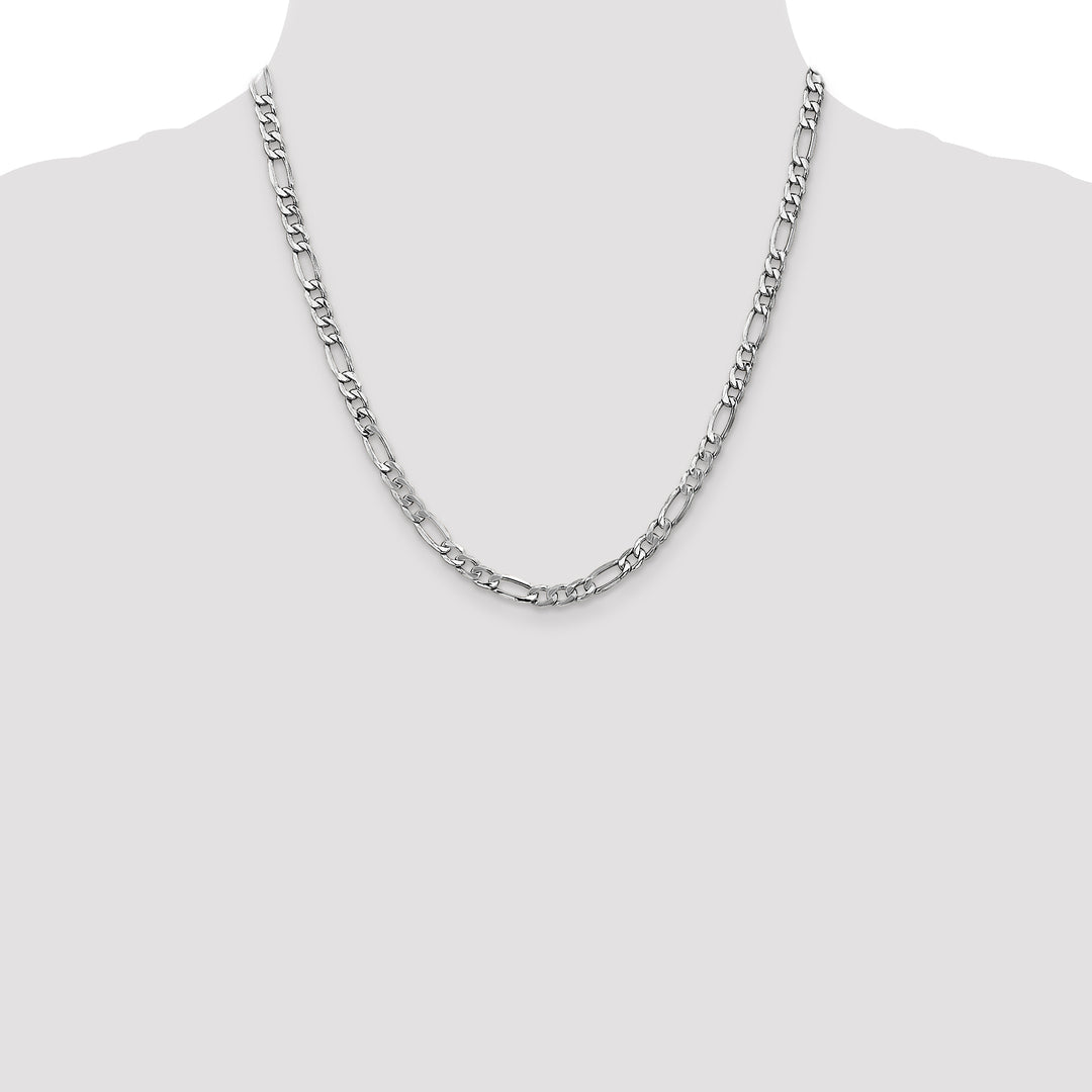 14k White Gold 5.75mm Semi-Solid Figaro Chain