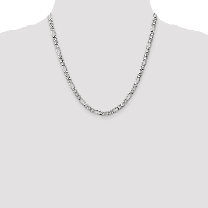 14k White Gold 5.75mm Semi-Solid Figaro Chain