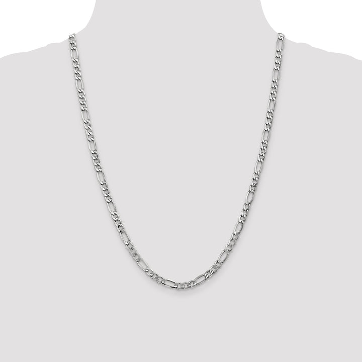 14k White Gold 5.75mm Semi-Solid Figaro Chain