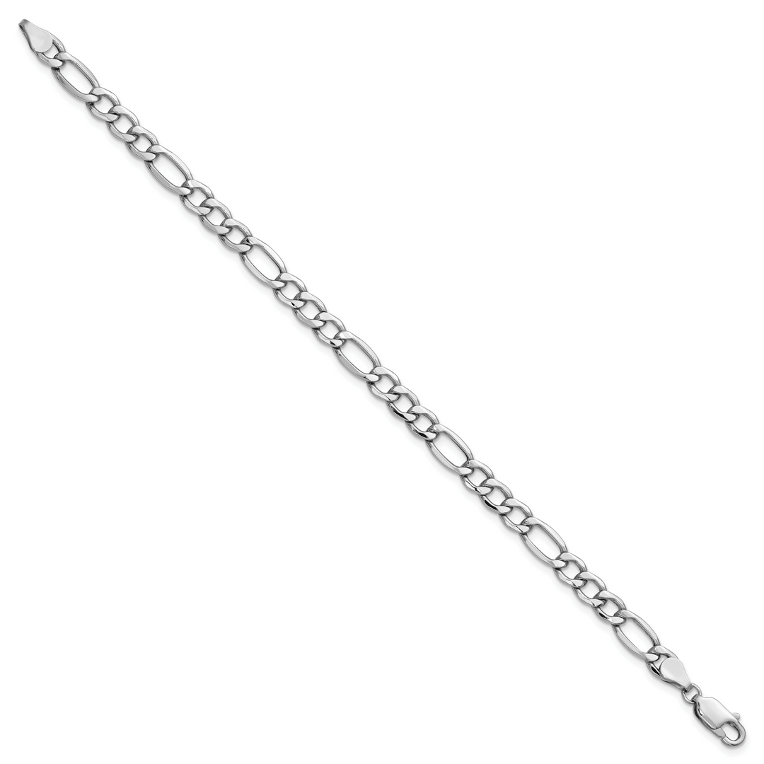 14k White Gold 5.75mm Semi-Solid Figaro Chain