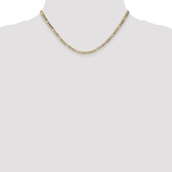 14k 3.5mm Semi-Solid Figaro Chain
