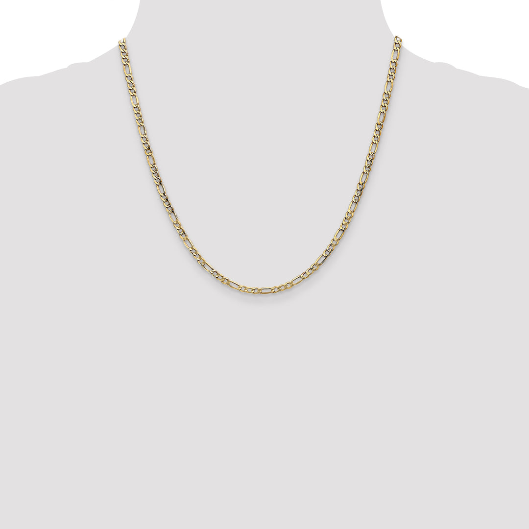 14k 3.5mm Semi-Solid Figaro Chain