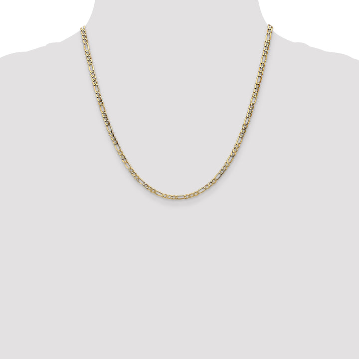 14k 3.5mm Semi-Solid Figaro Chain