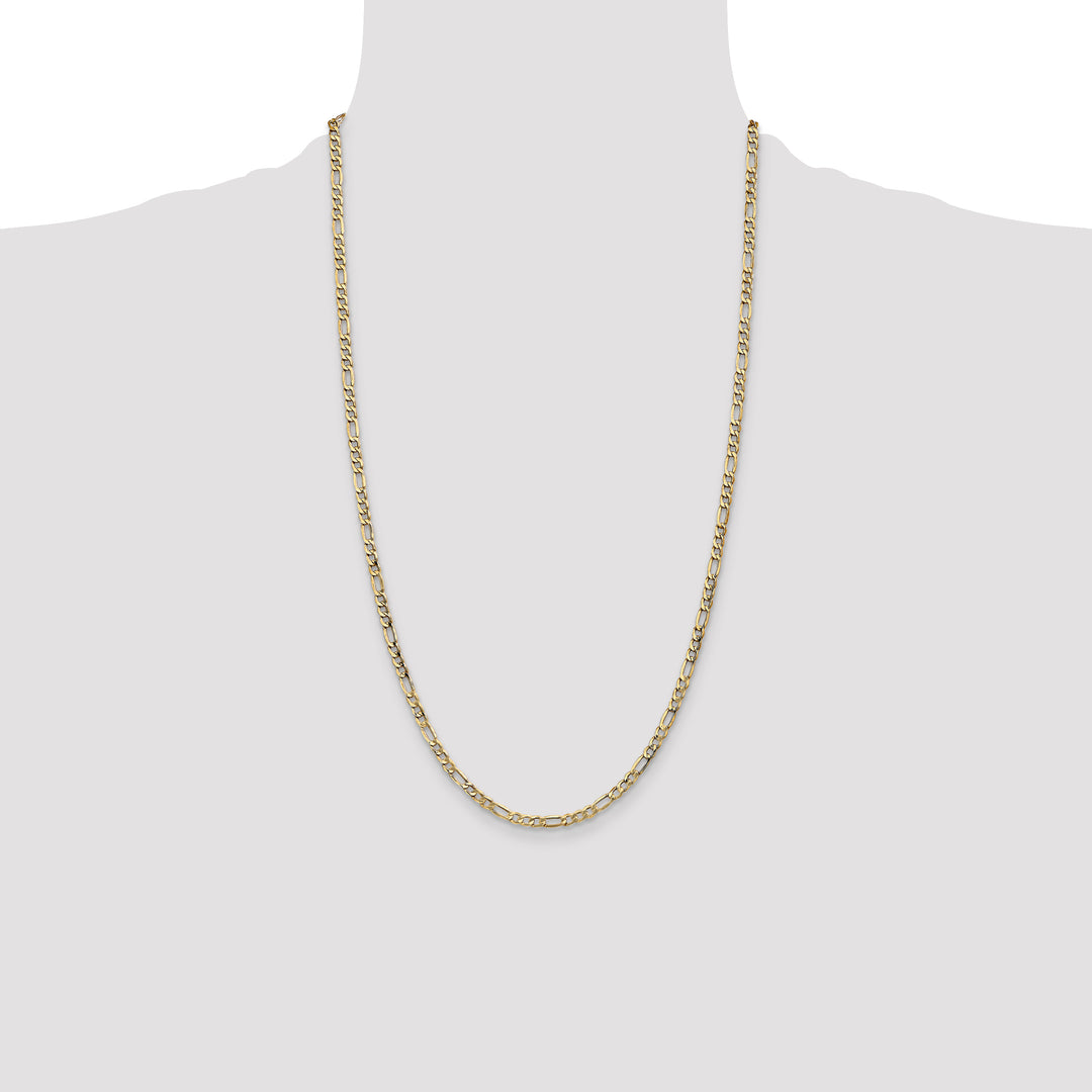 14k 3.5mm Semi-Solid Figaro Chain
