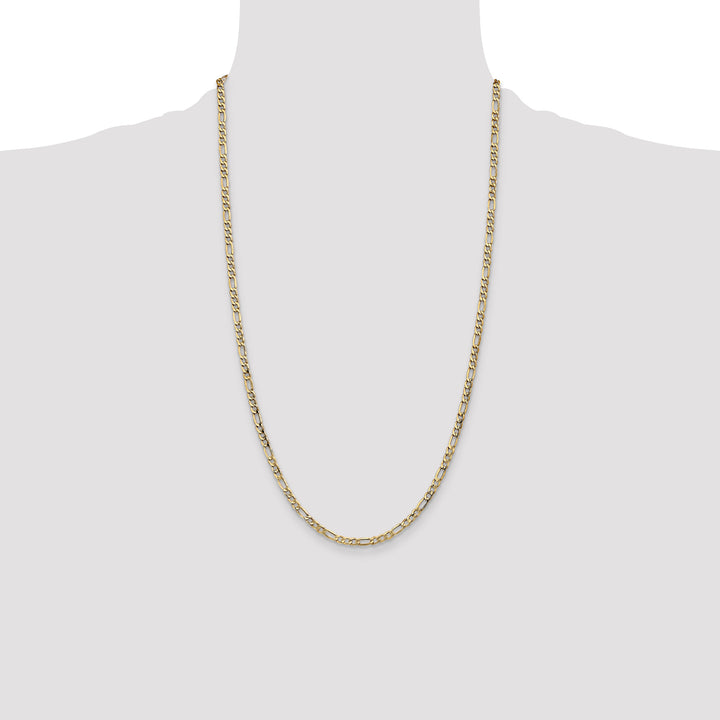 14k 3.5mm Semi-Solid Figaro Chain