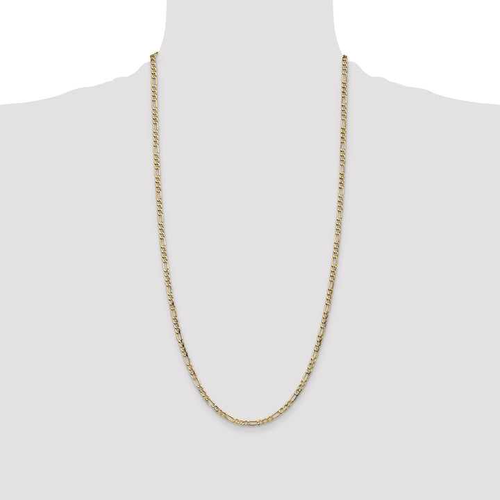 14k 3.5mm Semi-Solid Figaro Chain