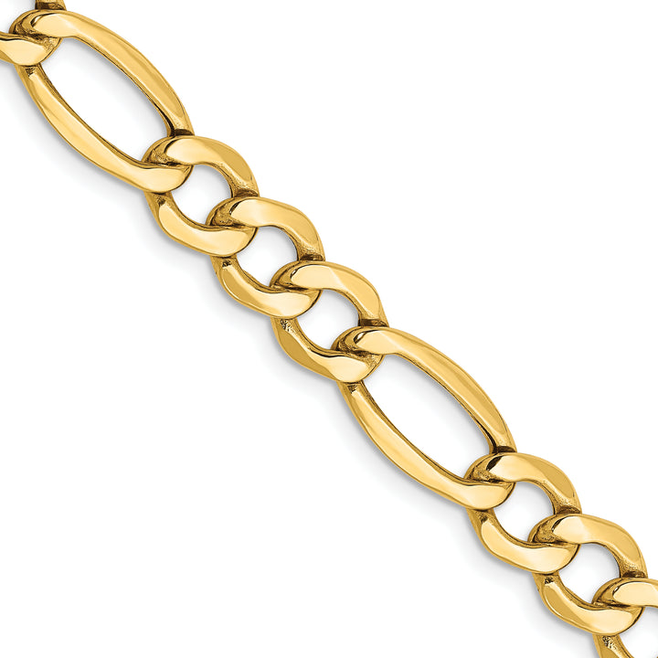 14k 7.3mm Semi-Solid Figaro Chain