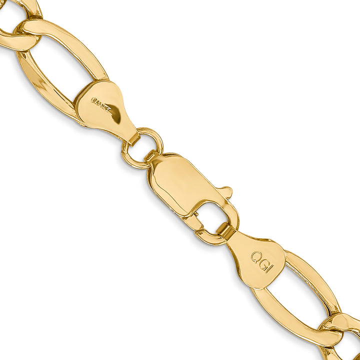 14k 7.3mm Semi-Solid Figaro Chain