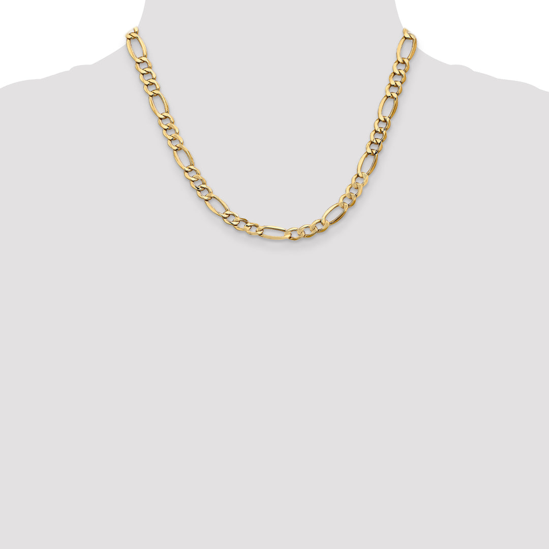 14k 7.3mm Semi-Solid Figaro Chain