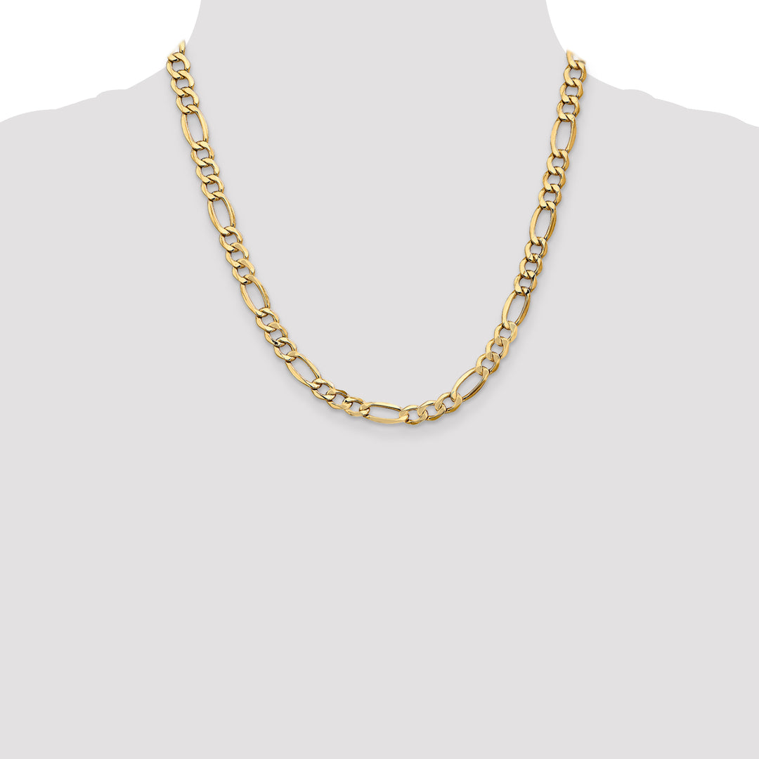 14k 7.3mm Semi-Solid Figaro Chain