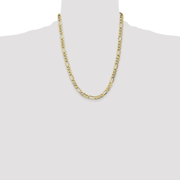 14k 7.3mm Semi-Solid Figaro Chain