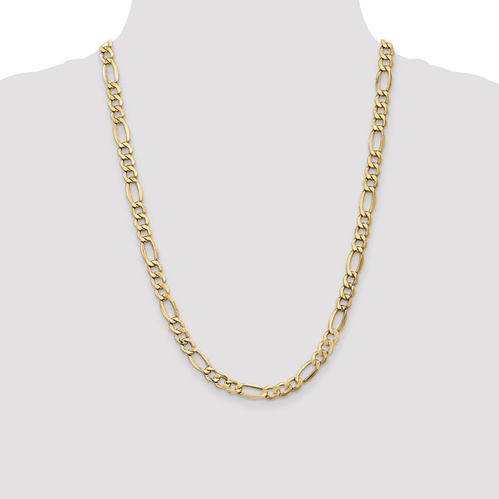 14k 7.3mm Semi-Solid Figaro Chain
