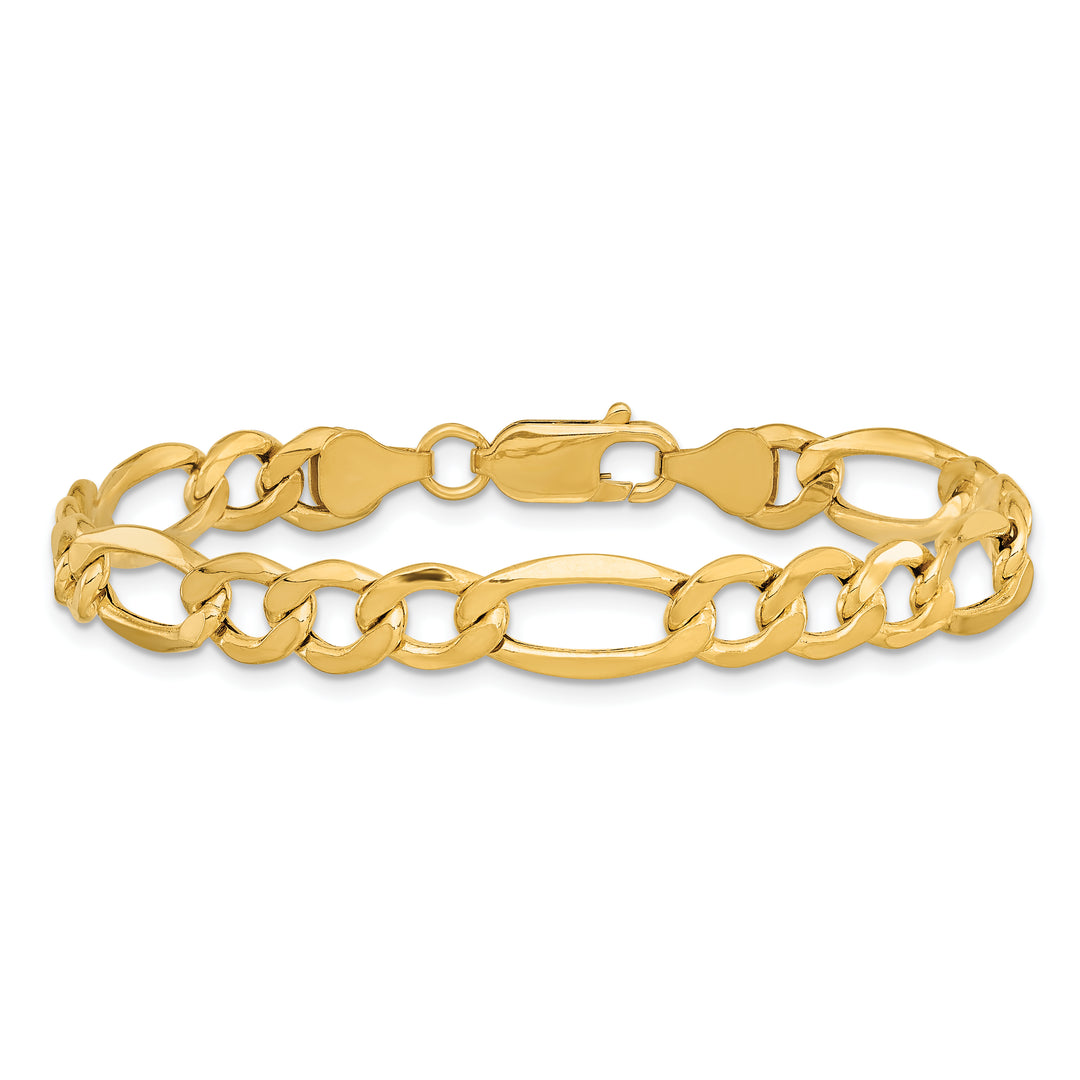14k 7.3mm Semi-Solid Figaro Chain