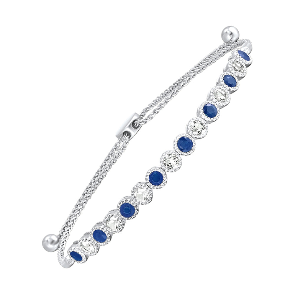 Silver Sapphire-White Topaz 2 3/4Ctw Bracelet