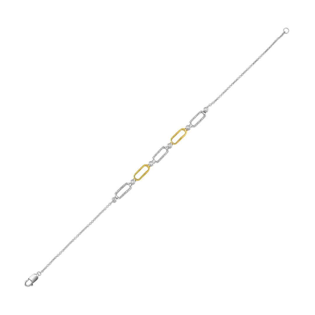 Silver White Yellow Diamond 1/8Ctw Bracelet