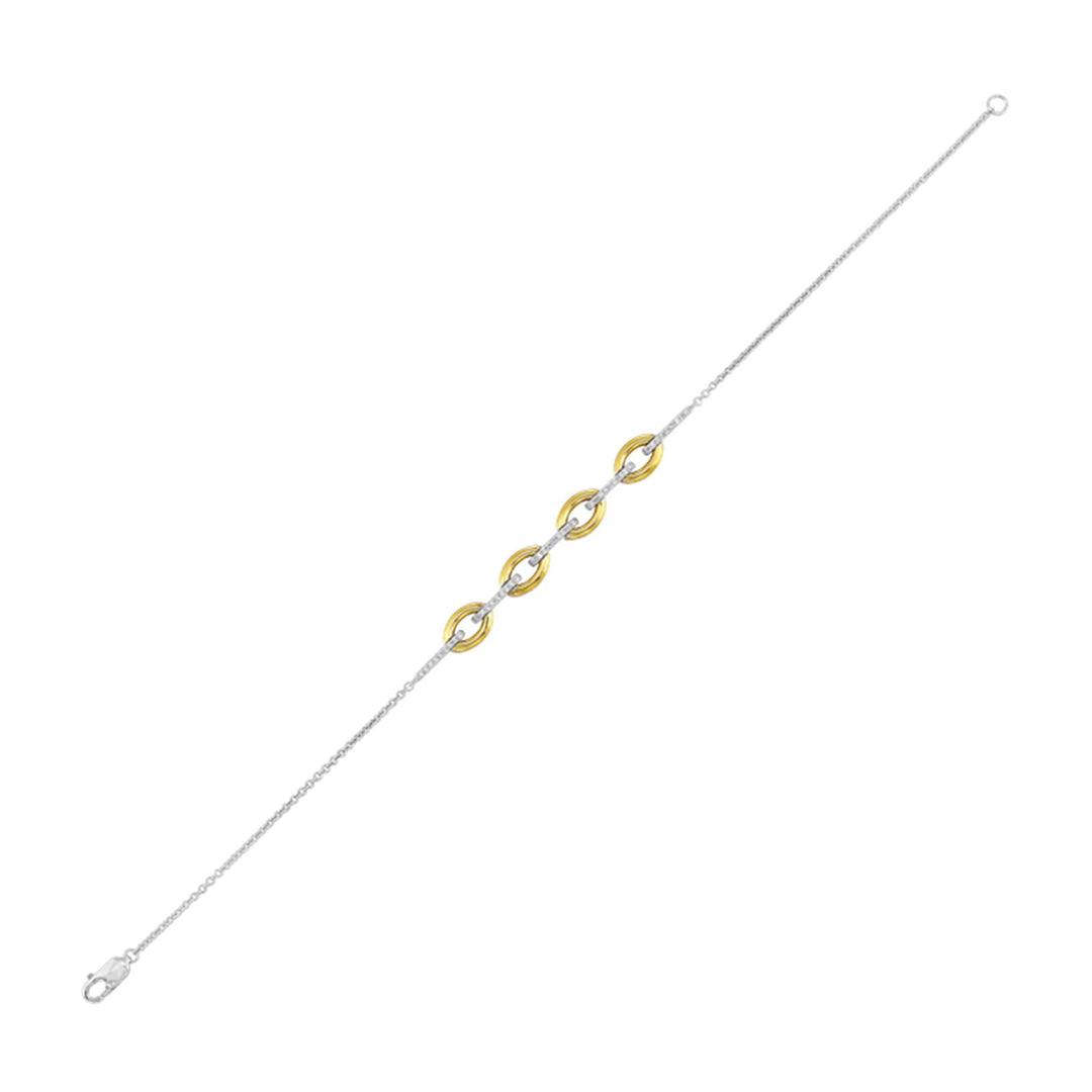 Silver White Yellow Diamond 1/8Ctw Bracelet