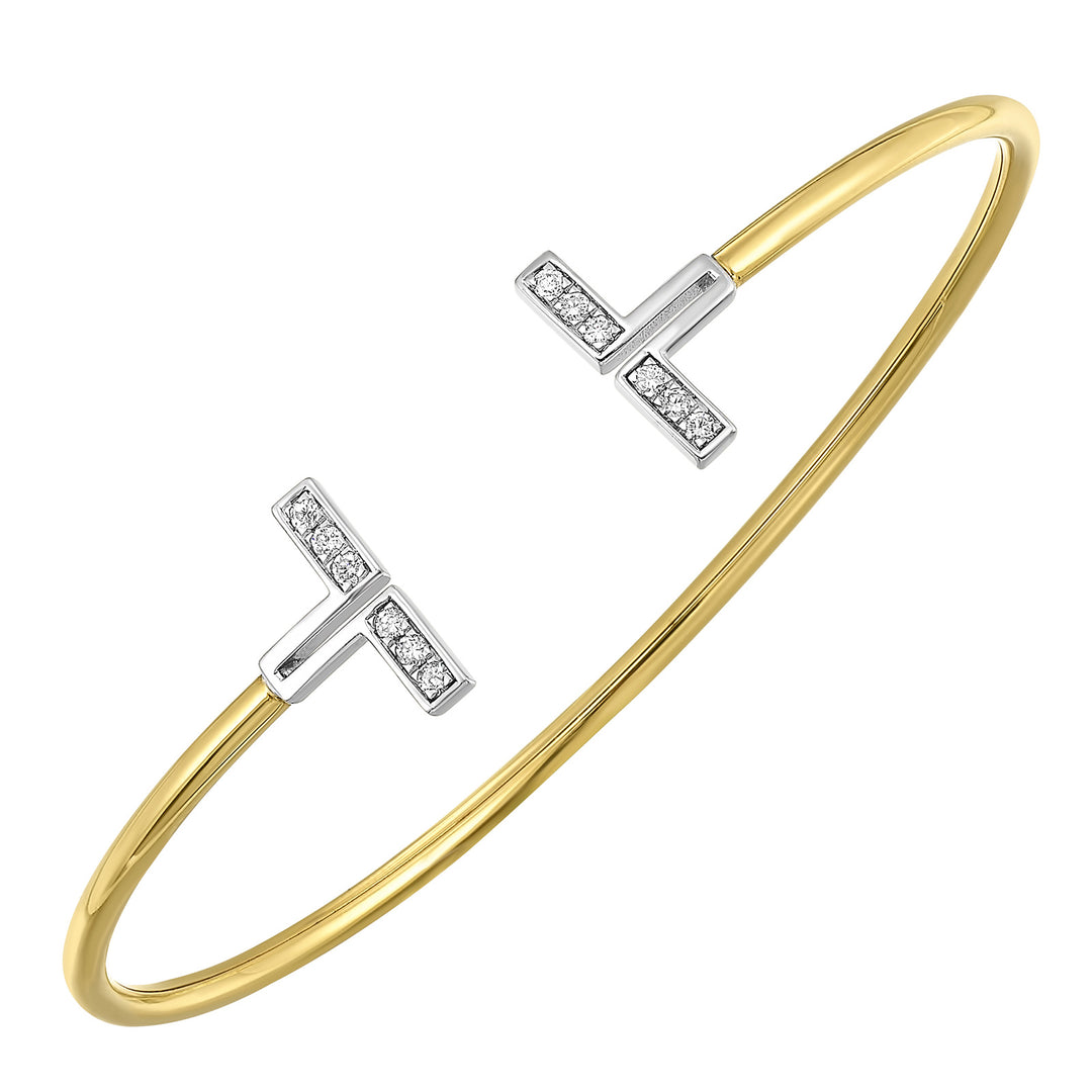 14Kt White Yellow Gold Diamond 1/7Ctw Bangle