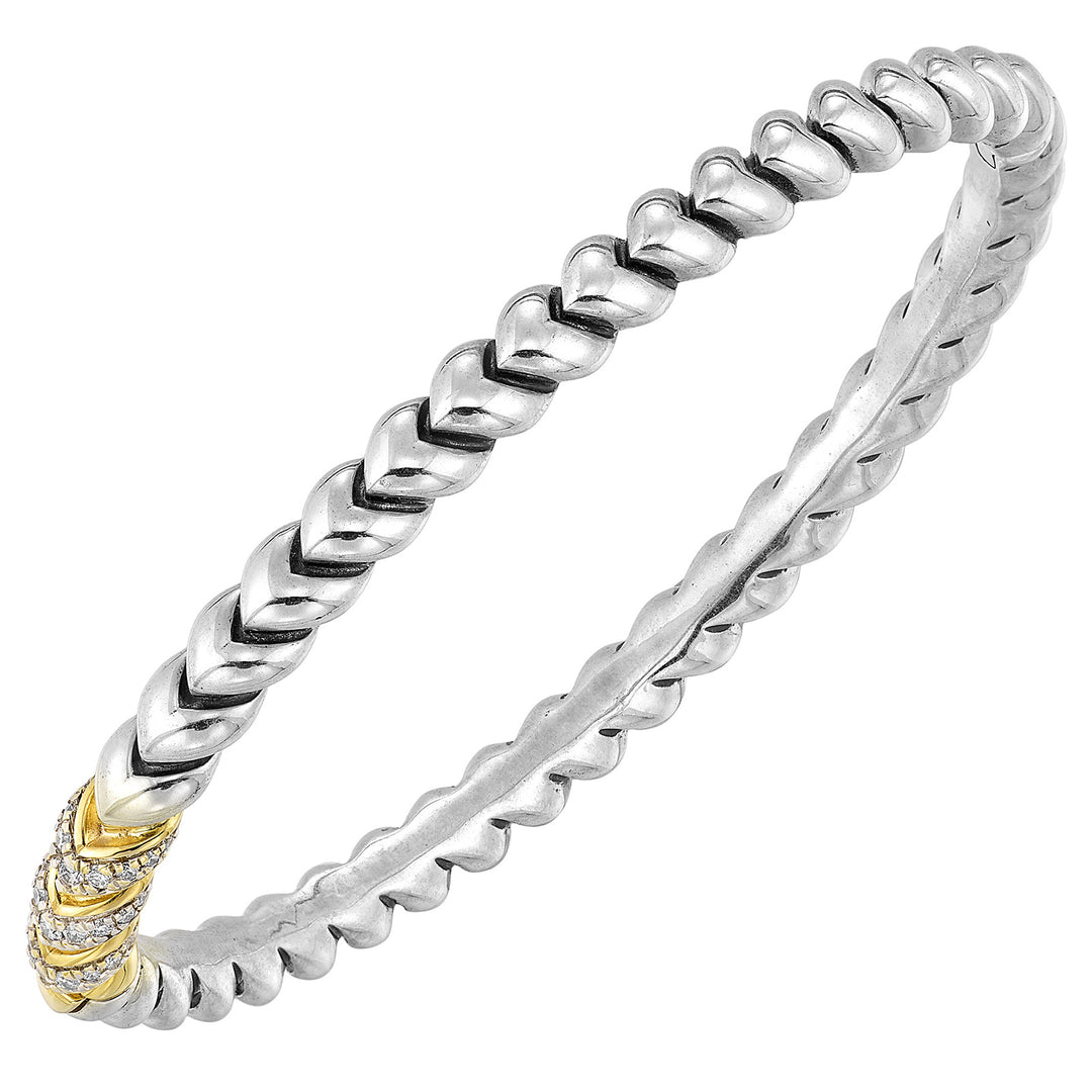 Gold Silver White Yellow Diamond 1/5Ctw Bangle
