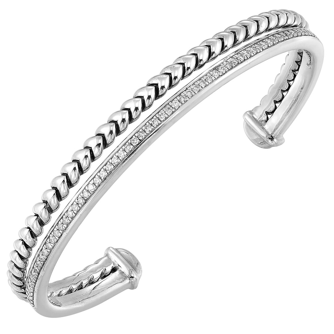 Silver White Diamond 1/2Ctw Bangle