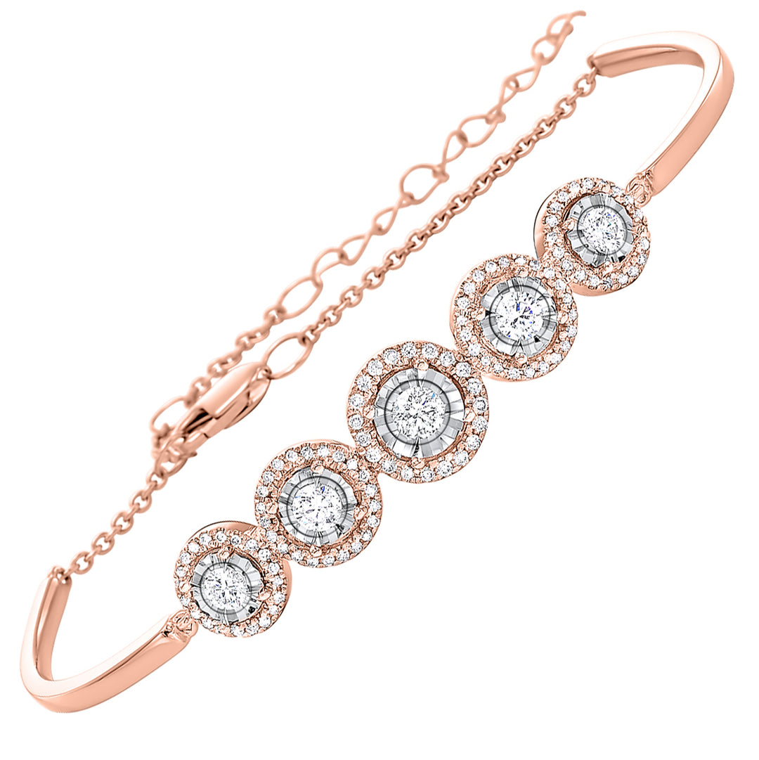 14Kt Rose Gold Diamond 3/4Ctw Bangle