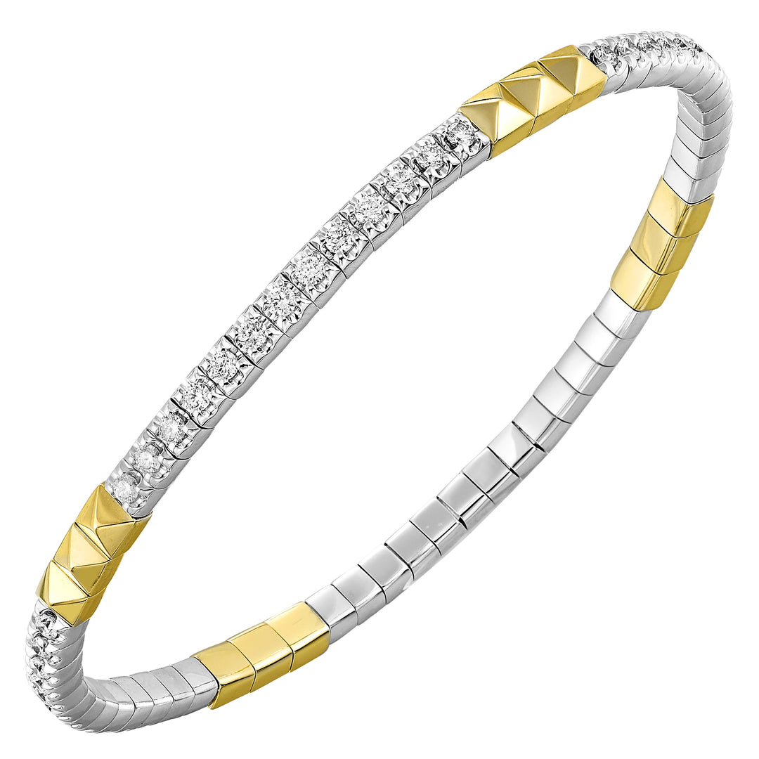 14Kt White Yellow Gold Diamond 1 1/2Ctw Bangle