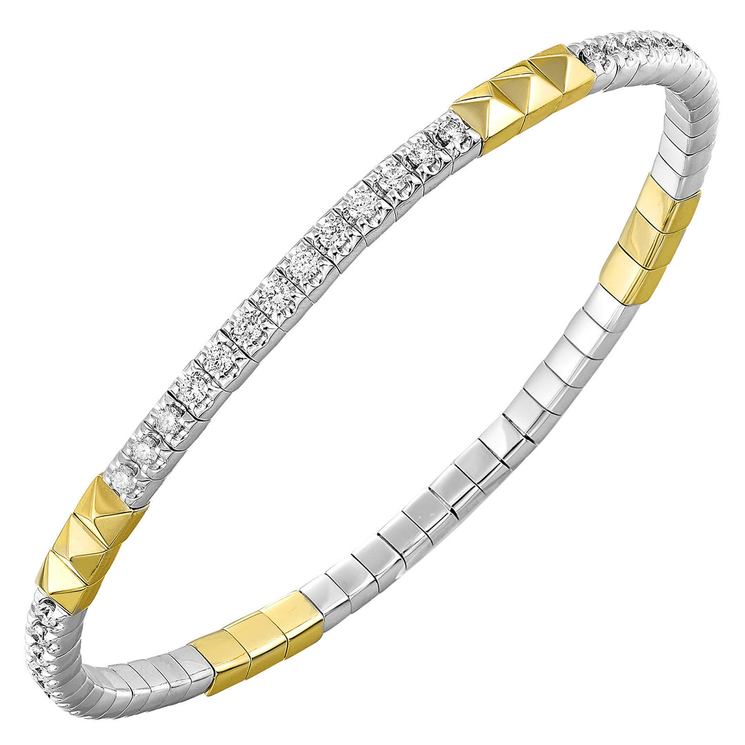 14Kt White Yellow Gold Diamond 1 1/2Ctw Bangle