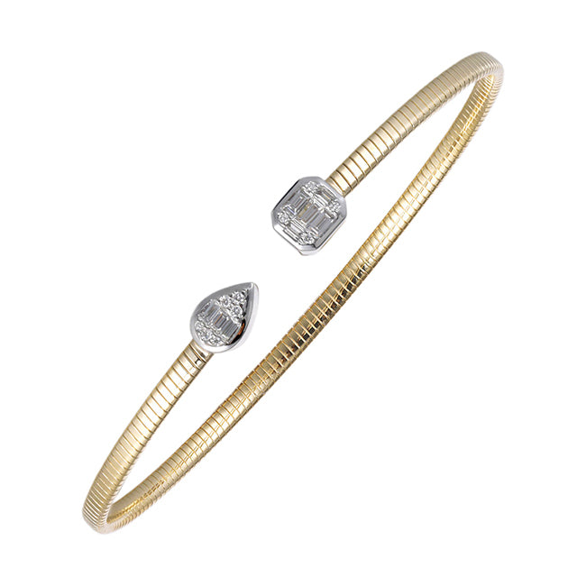 14Kt Yellow White Gold Diamond 1/5Ctw Bangle